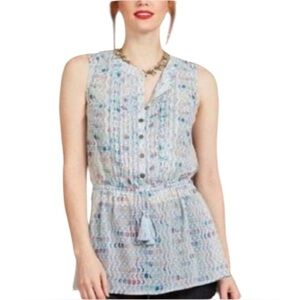 ModCloth Blue Moon Phases Colorful shimmery sleeveless elastic waist tunic Top